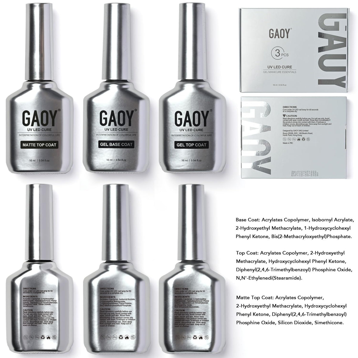 GAOY size comparison 16ml next to common items showing generous volume per bottle