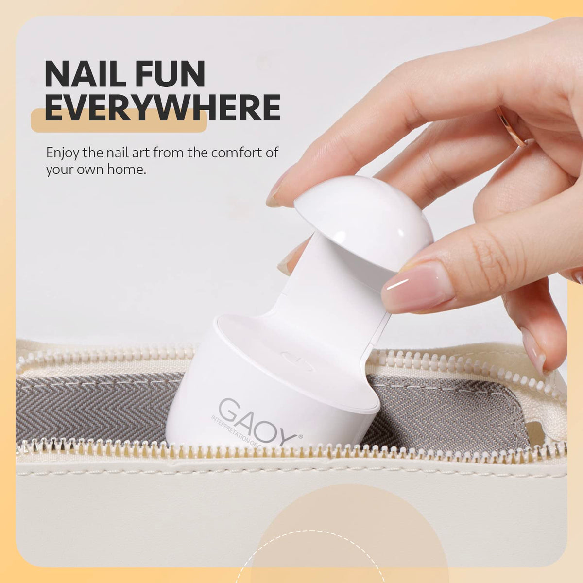 GAOY lamp next to smartphone showing small scale and portability benefit