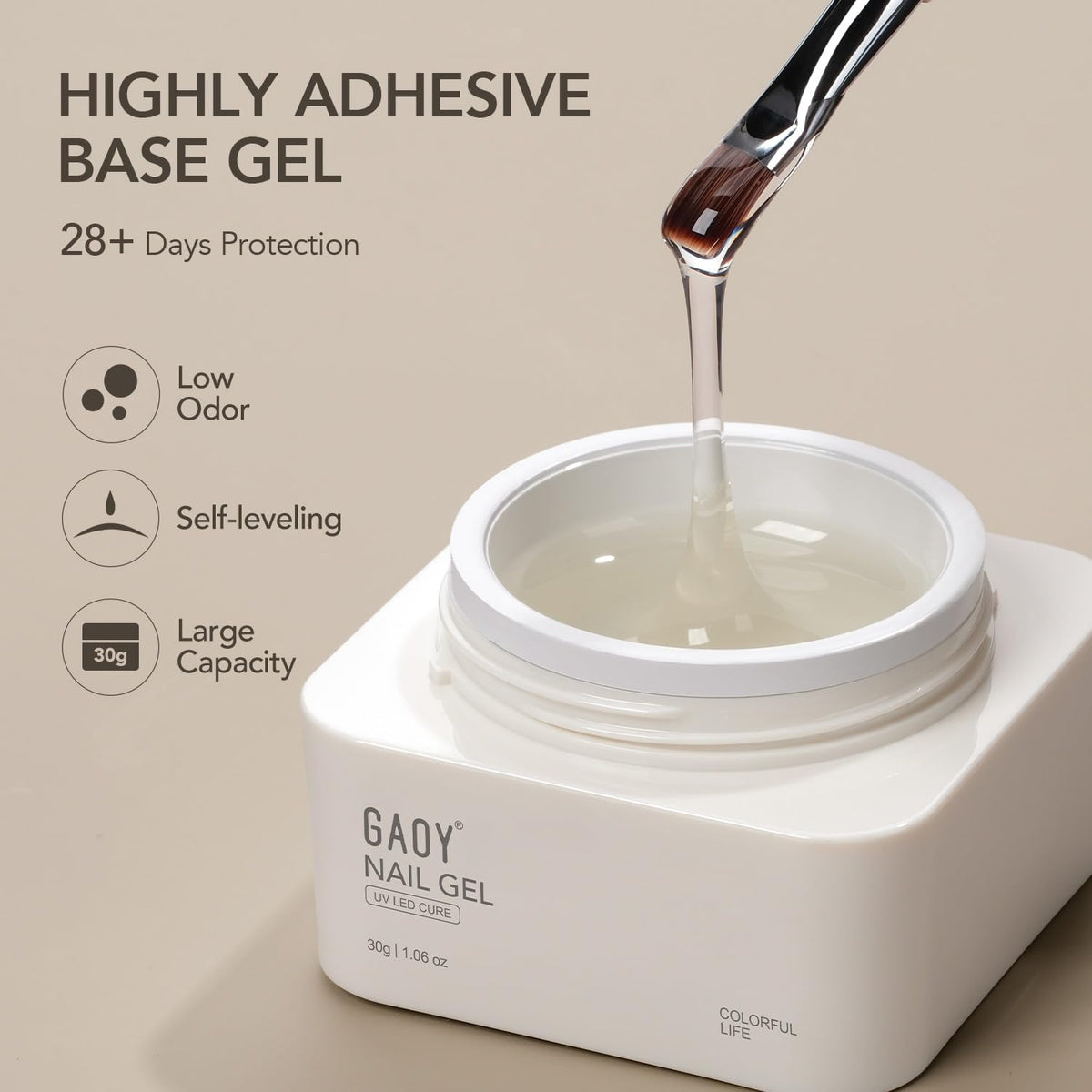 GAOY jar next to ruler showing 30g size for accurate scale benefit travel-friendly