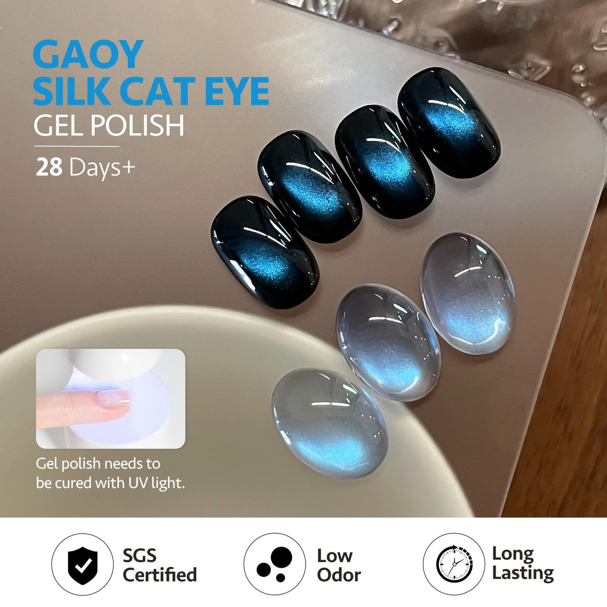 GAOY size scale hand comparison bottle next to fingers for volume perspective