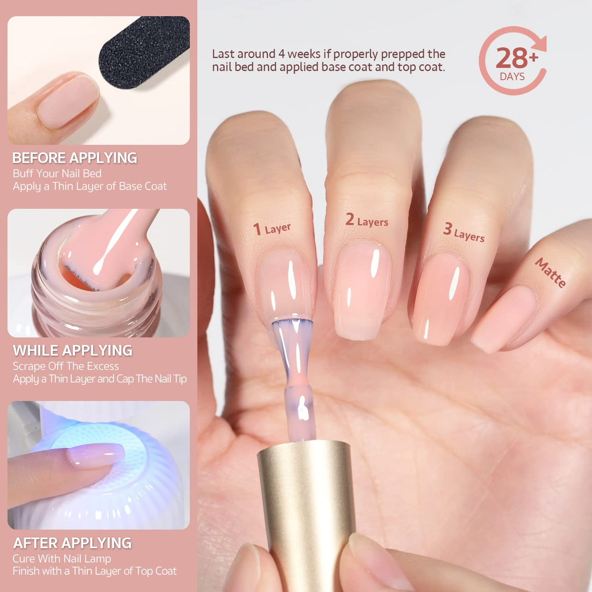 GAOY polish bottle next to ruler, 7.3ml size ideal for salon and travel