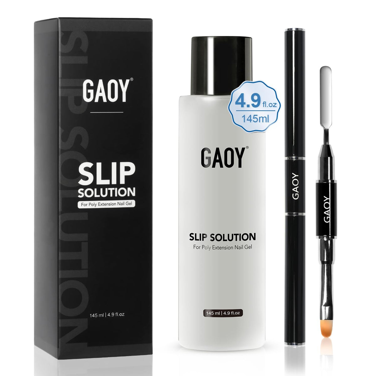 GAOY front bottle view showing label and large 145ml capacity benefit