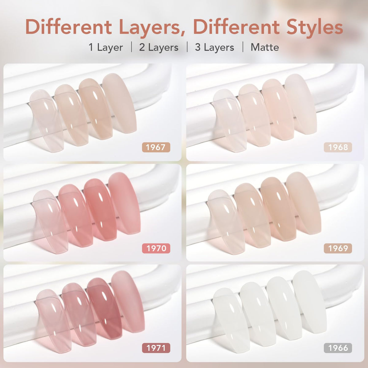 GAOY swatch on nails showing milky nude finish and soft translucent depth