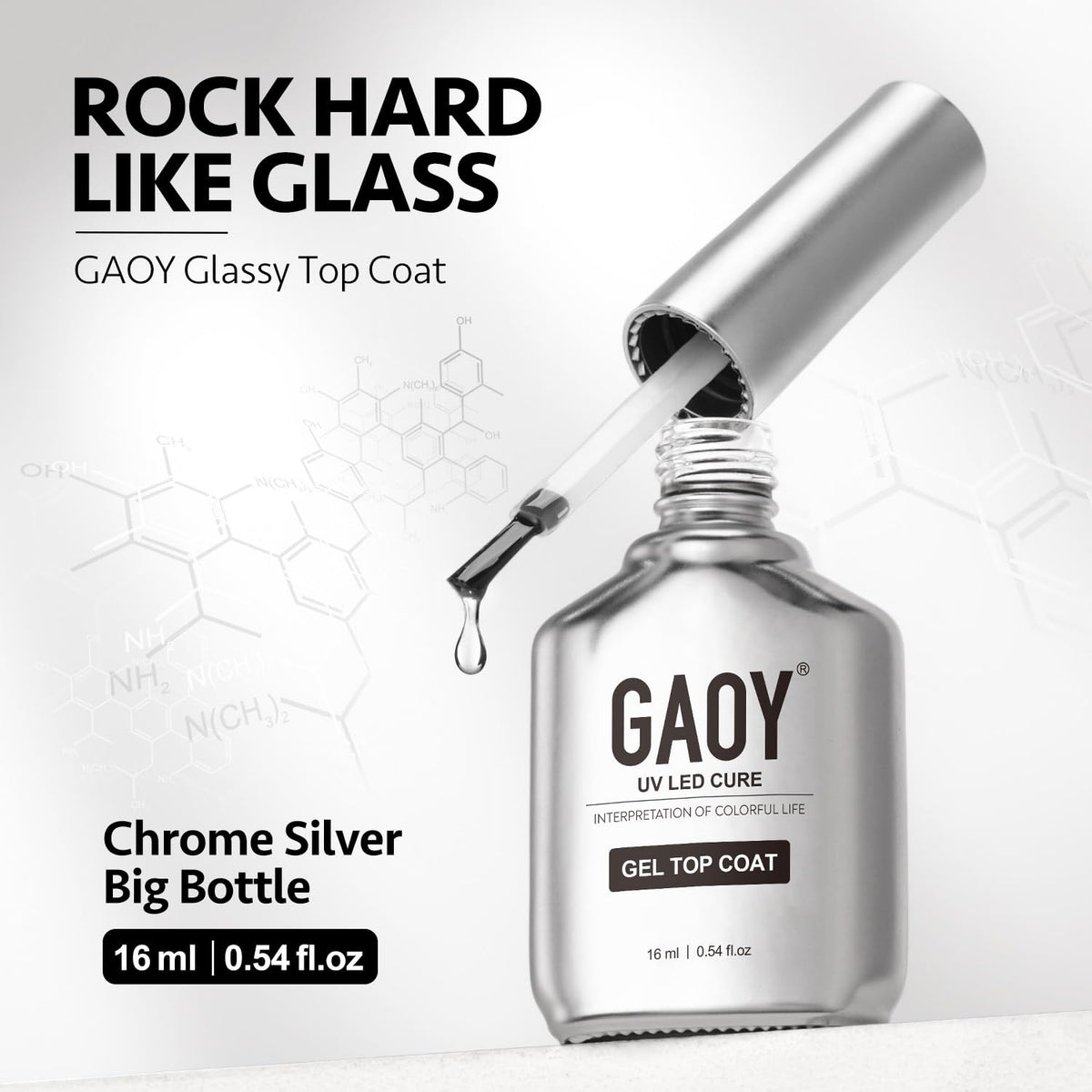 GAOY texture swatches on nail tips showing glass-like shine benefit