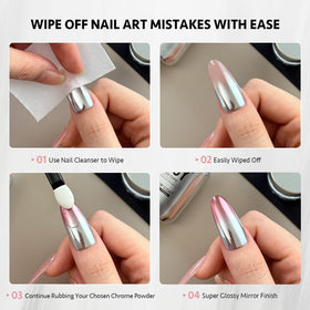 GAOY top coat being applied to nail illustrating easy chrome powder adhesion benefit