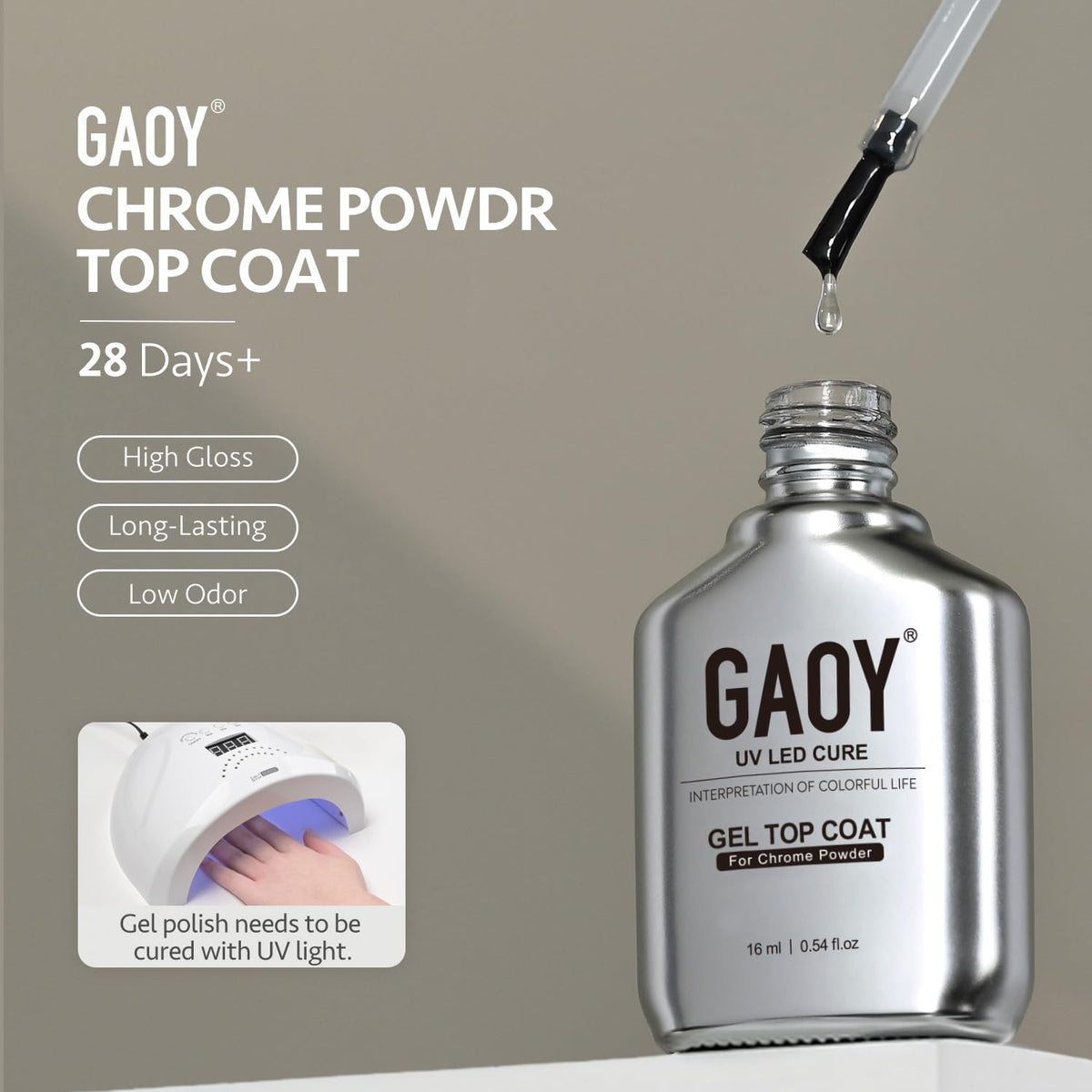 GAOY bottle held in hand showing 16ml size and value-per-bottle benefit