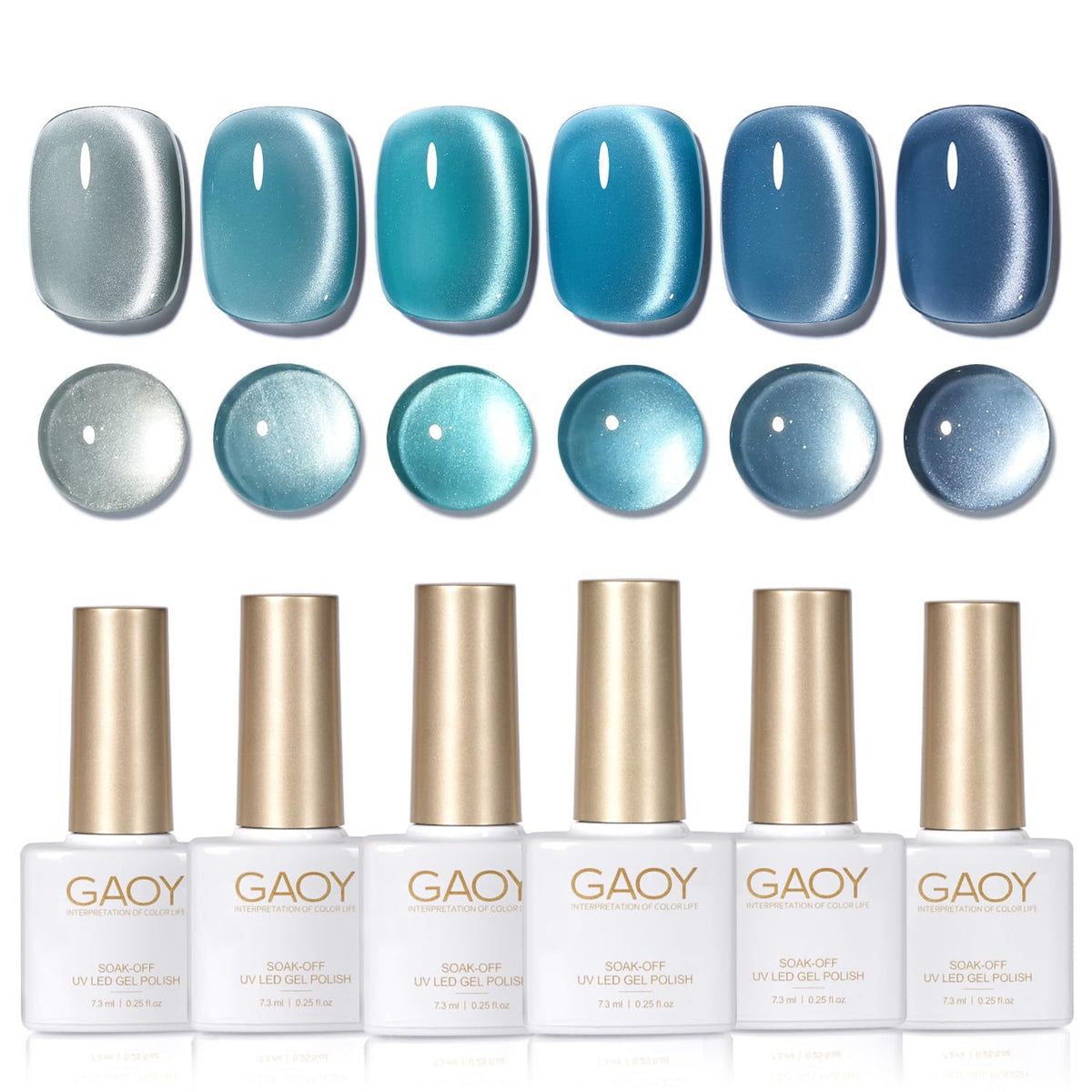 GAOY front packaging showing six Tropical Sea gel bottles and included magnet, ideal for DIY manicures