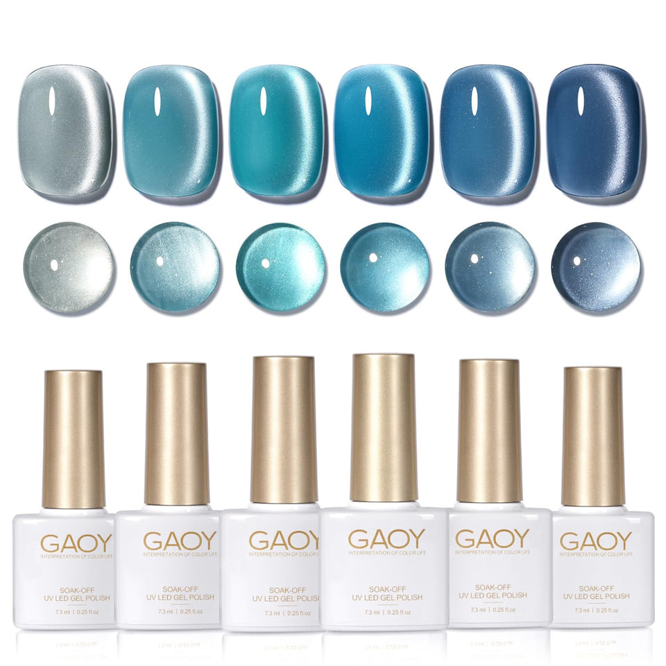GAOY front packaging showing six Tropical Sea gel bottles and included magnet, ideal for DIY manicures