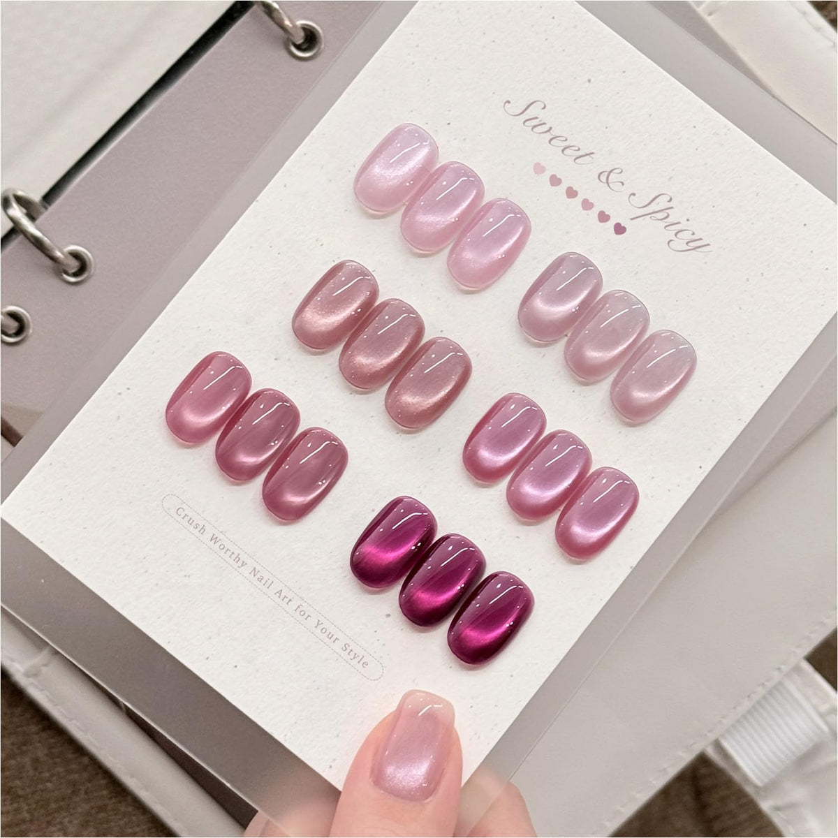 GAOY nails at a date-night setting, conveys romantic shimmering manicure benefit