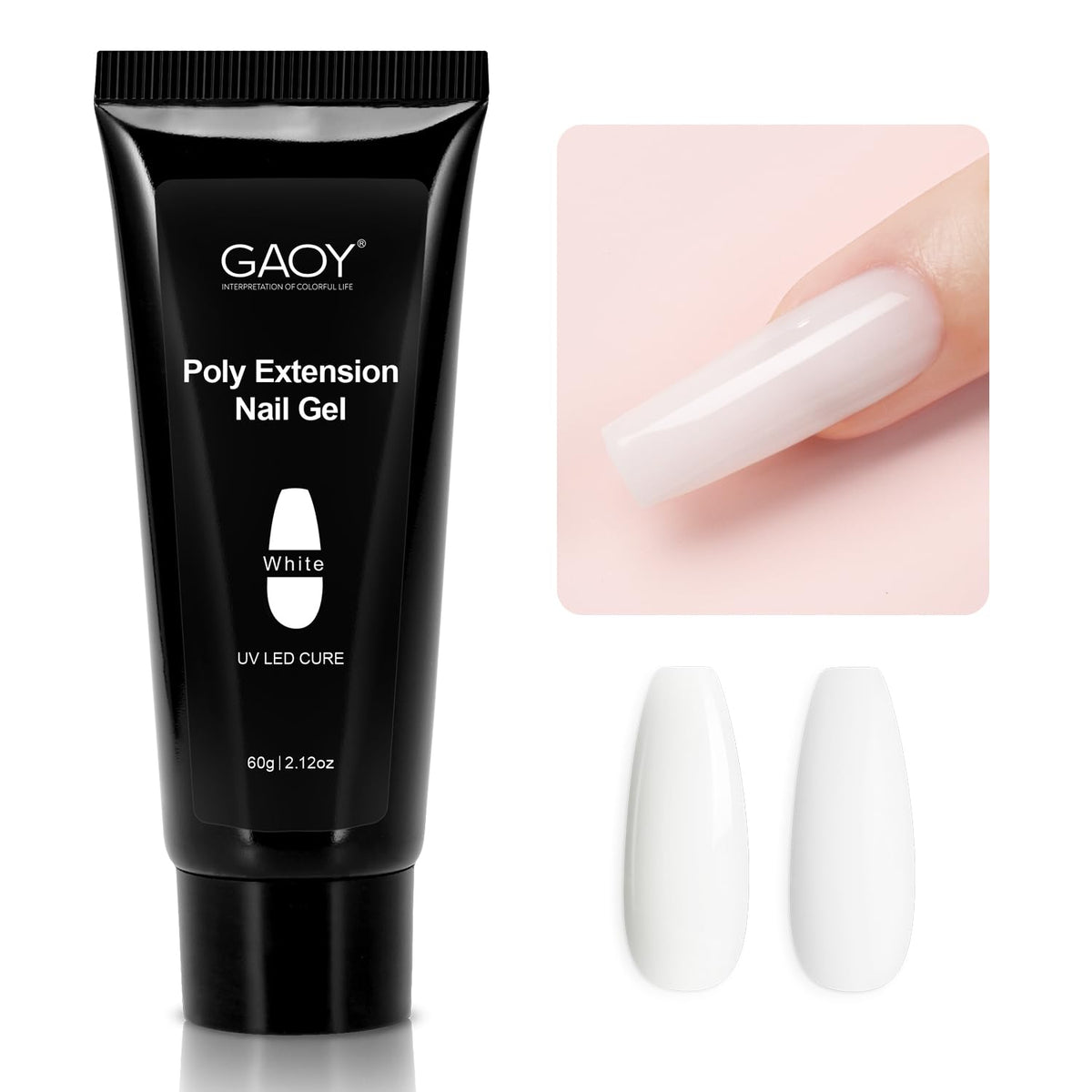 GAOY white poly gel jar front showing product label and volume