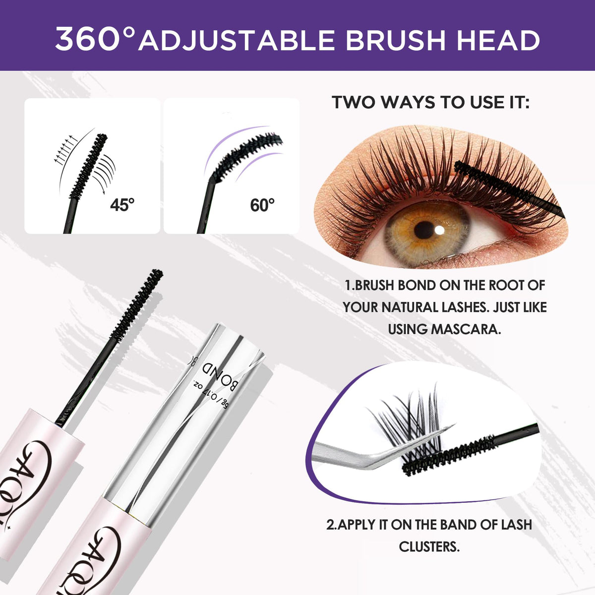 GAQQI applying adhesive to cluster lashes for secure hold
