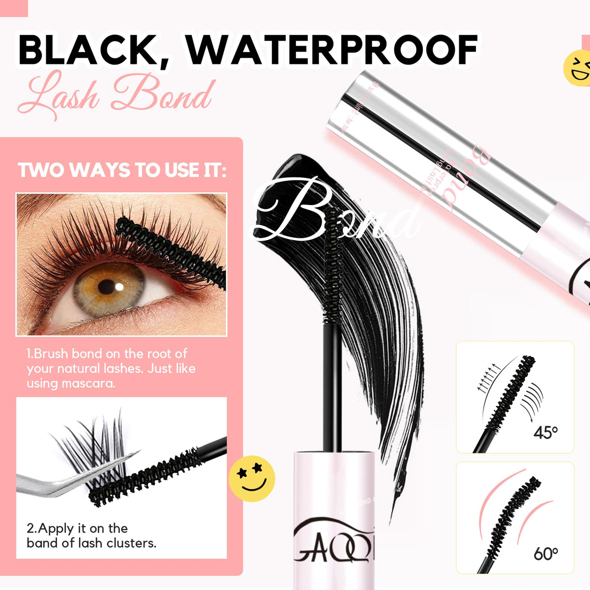 GAQQI application on false-lash band for precise placement and long wear