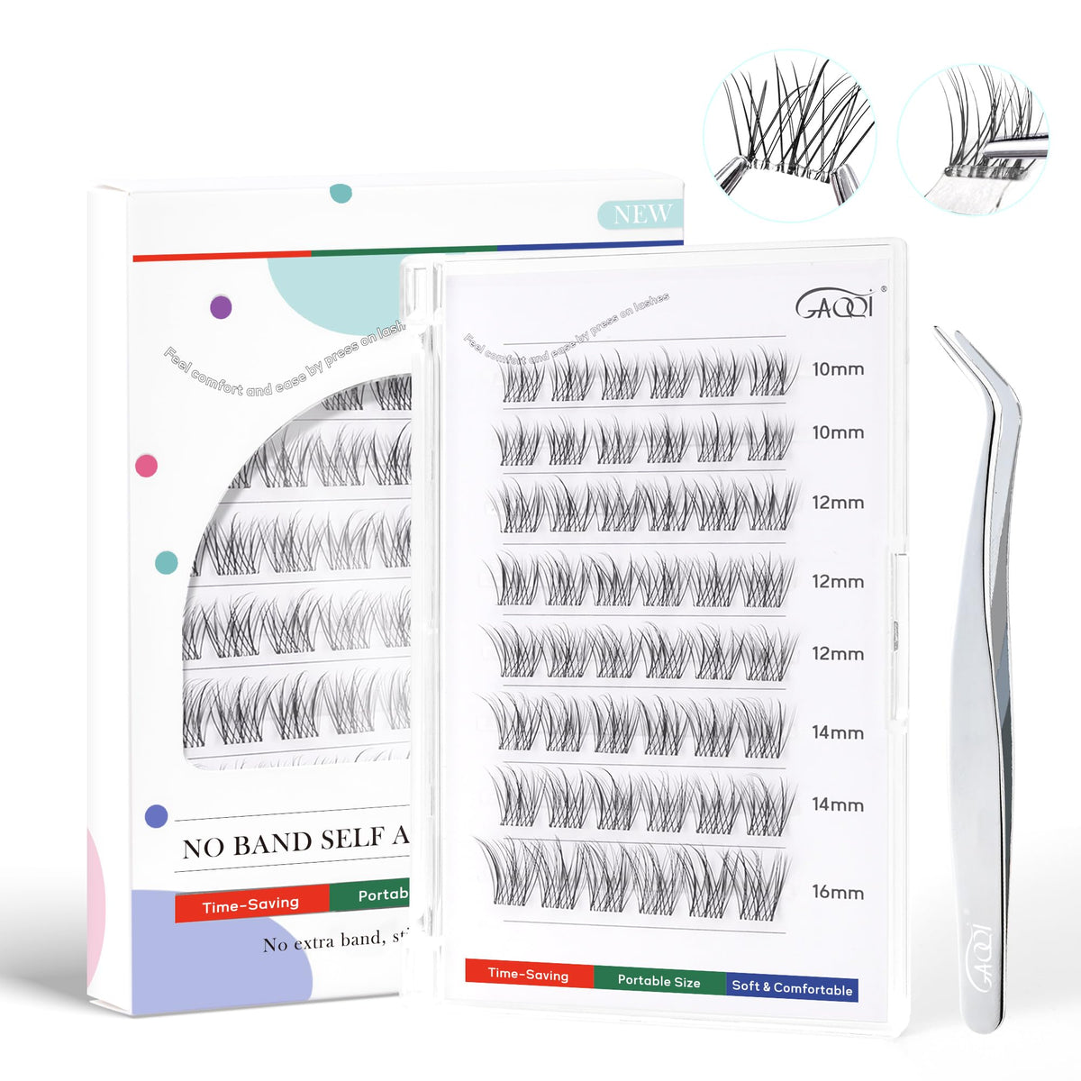 GAQQI front packaging showing lash clusters and style label for quick selection