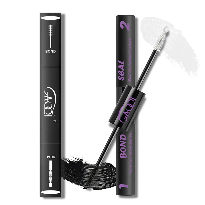 GAQQI front packaging showing compact dual-ended lash glue and benefits
