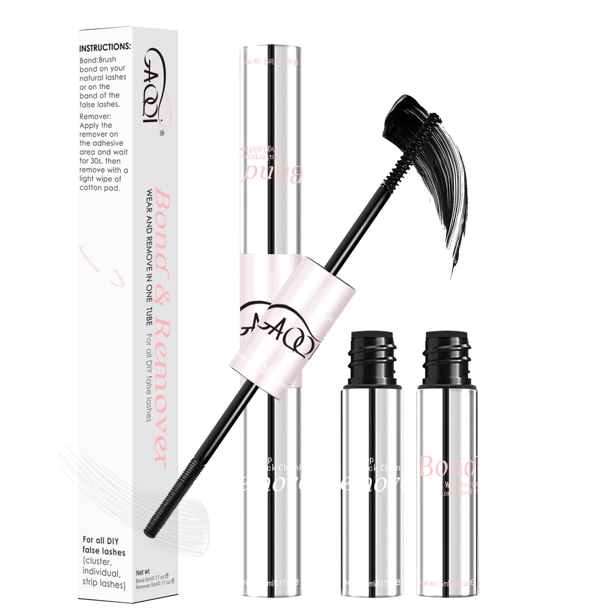 GAQQI front packaging showing dual-ended lash glue and remover for convenience