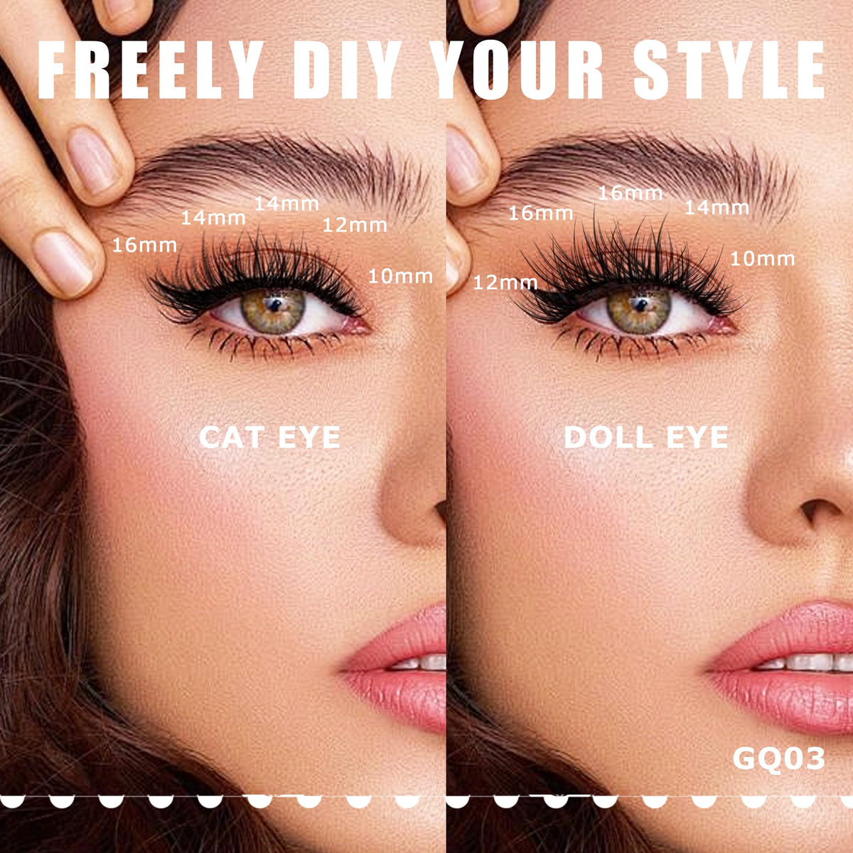 GAQQI close-up of a single lash cluster showing C-curve and natural texture benefit realistic look