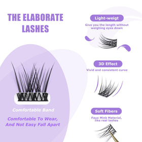 GAQQI cluster lashes applied on an eye showing placement technique benefit natural enhancement