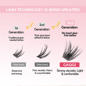 GAQQI applied lashes on eye close-up, natural enhancement and comfort benefit