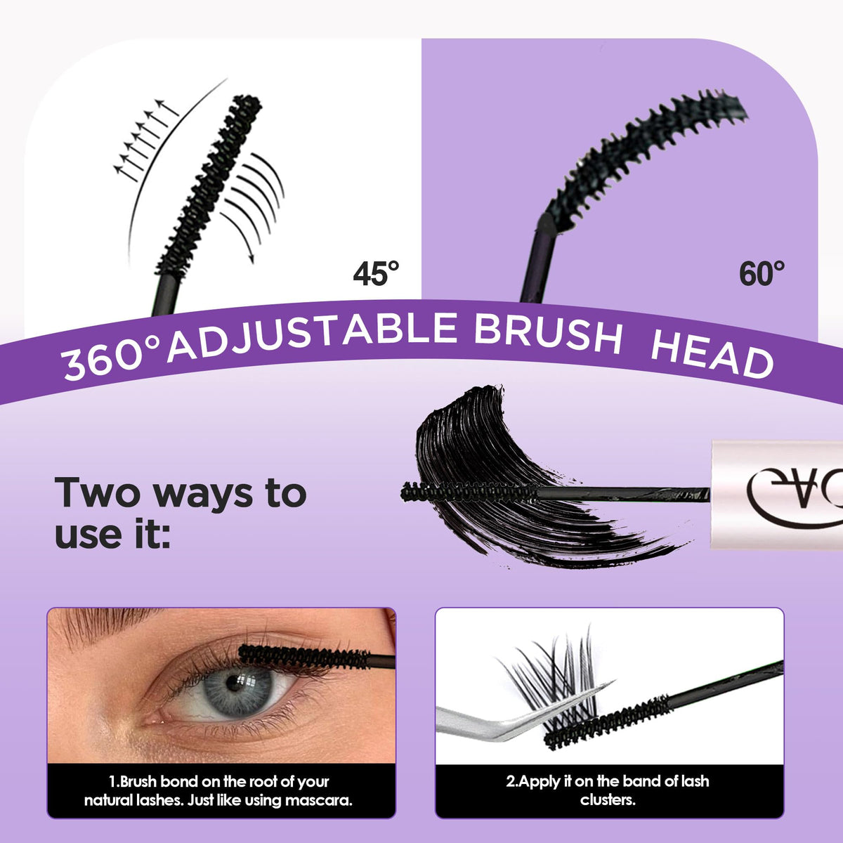 GAQQI seal brush smoothing lash band for comfortable, residue-free wear