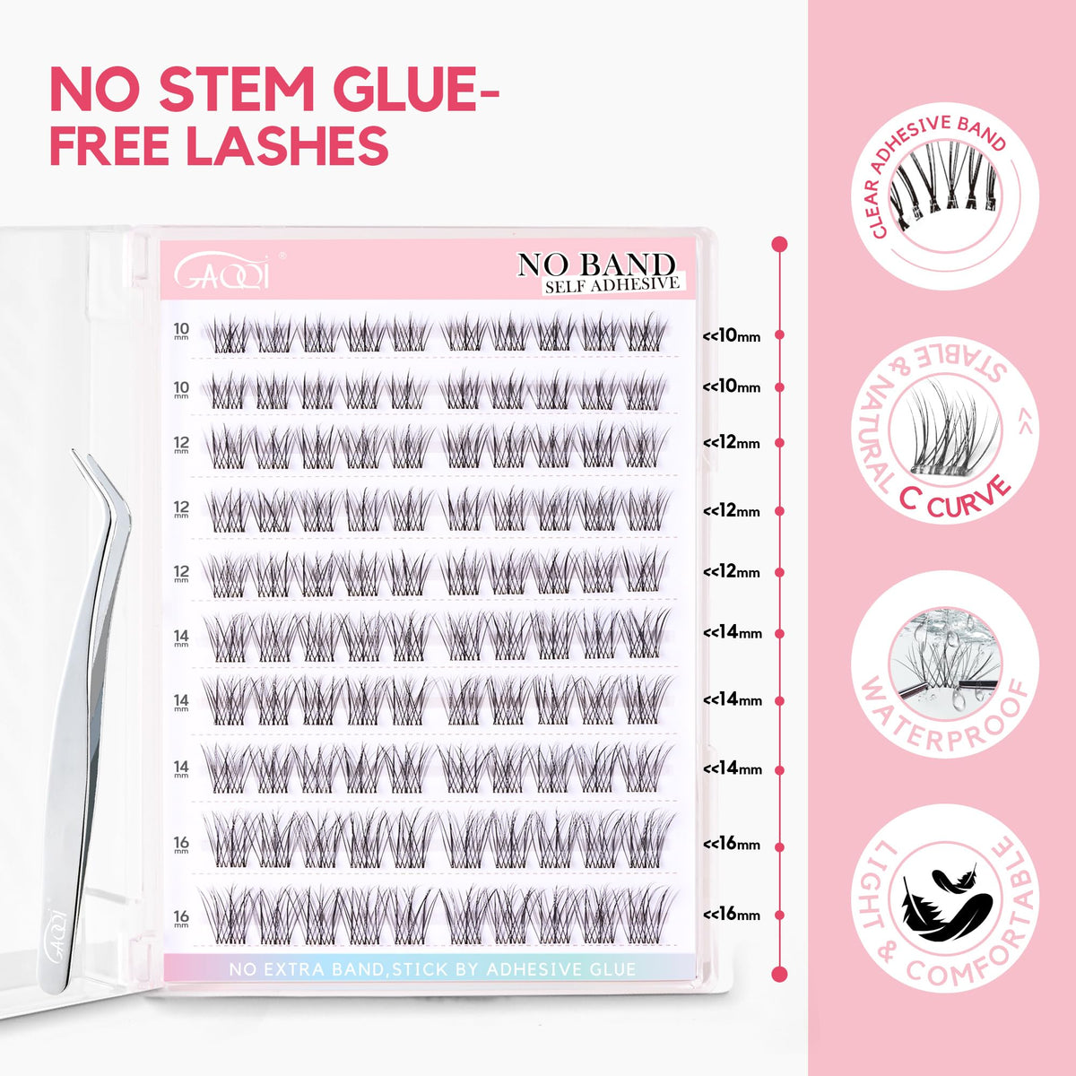 GAQQI size comparison 10–16mm clusters, mixable lengths for graduated look benefit