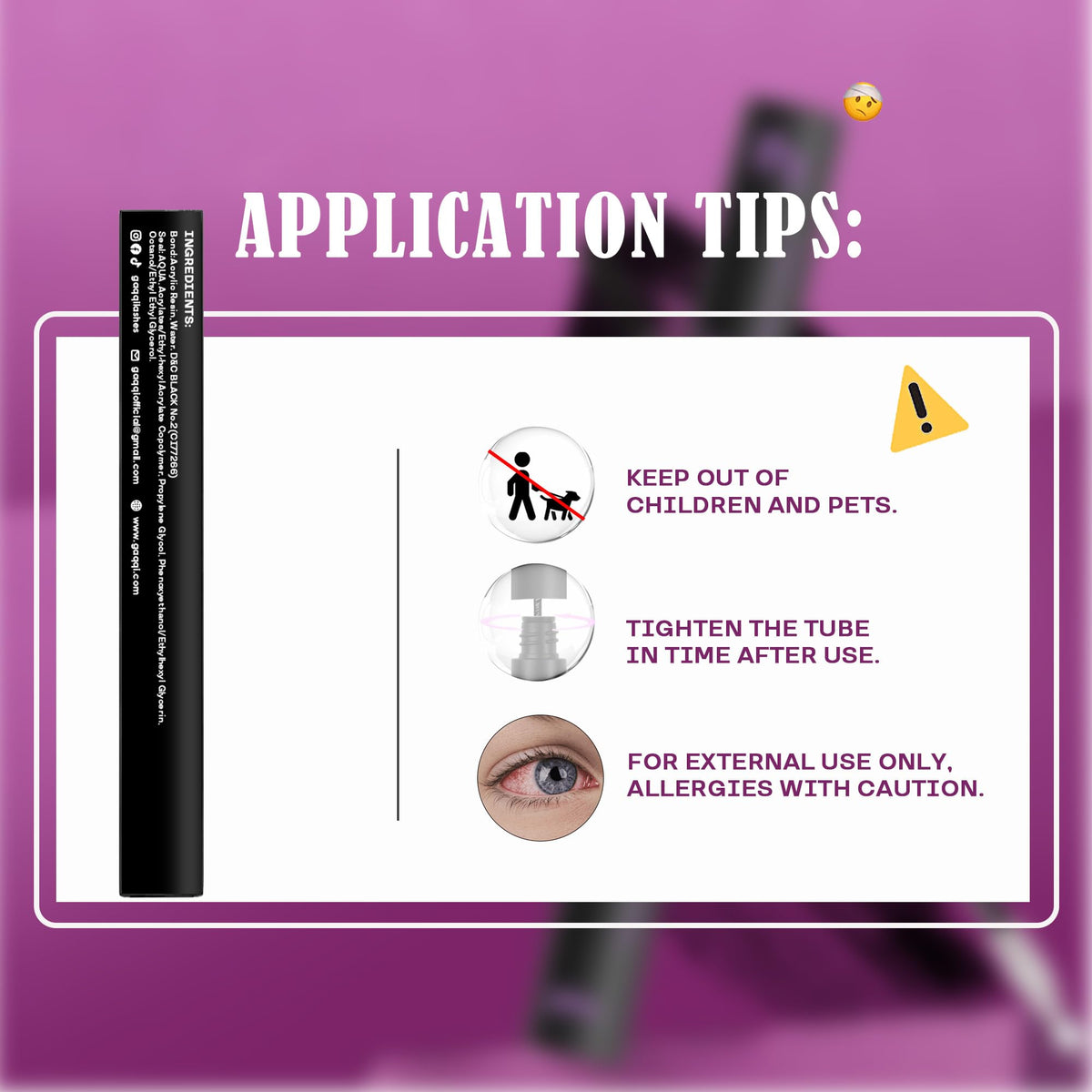 GAQQI size comparison beside a mascara tube for portable convenience
