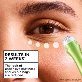Garnier application demonstration rolling under eye for de-puffing benefit