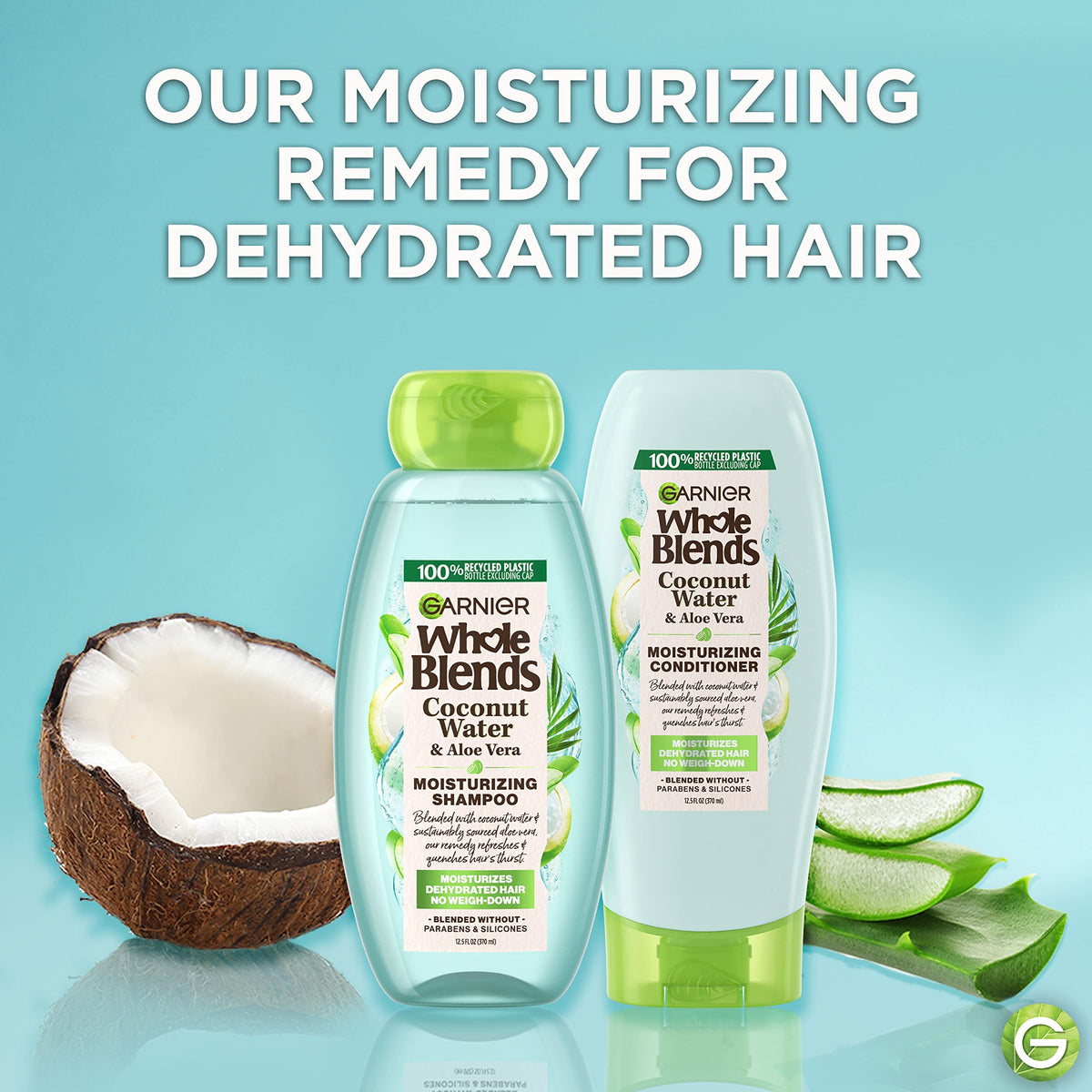Garnier Whole Blends back label close-up with ingredients and usage details for transparency