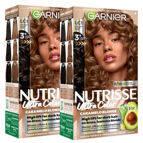 Garnier box front LC1 showing shade and benefits for visible results