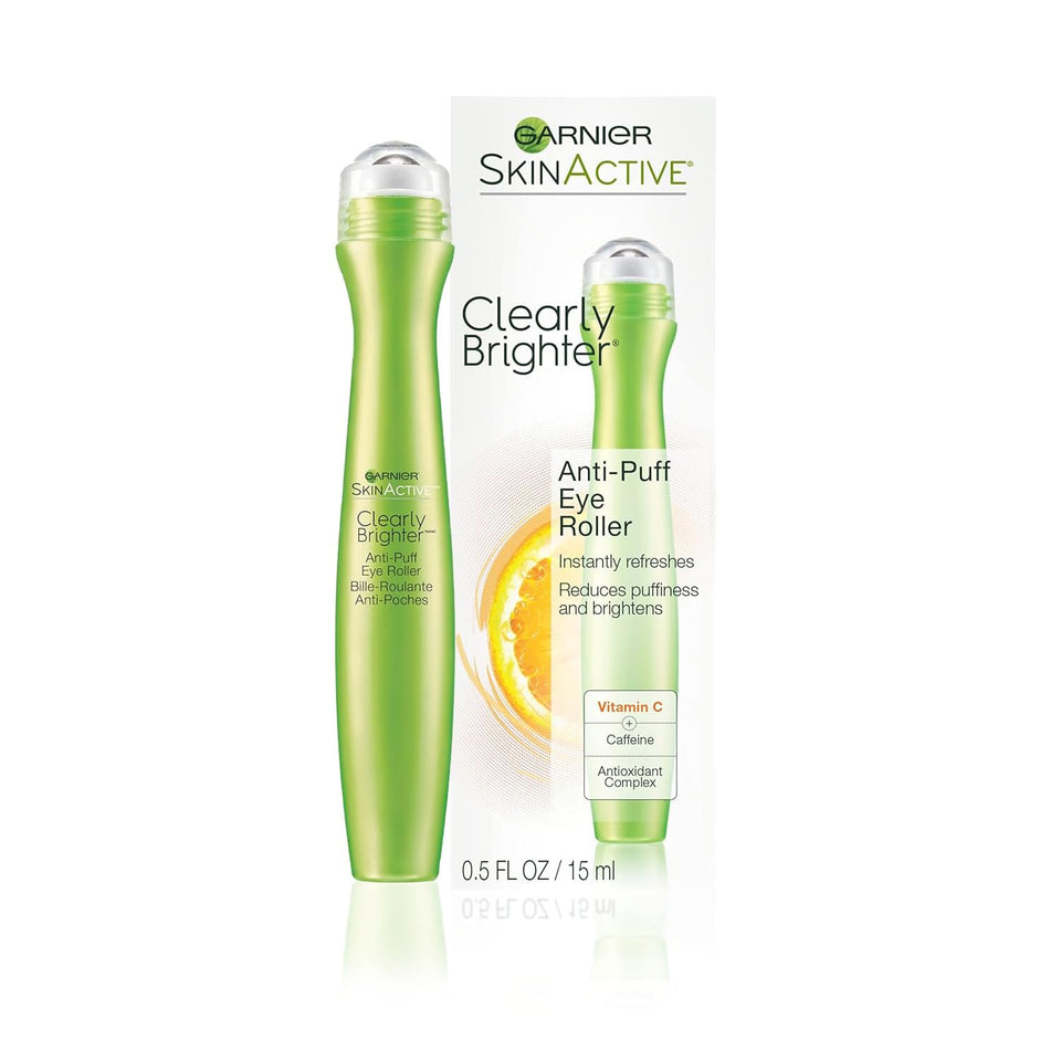 Garnier eye roller front packaging showing label and size benefits