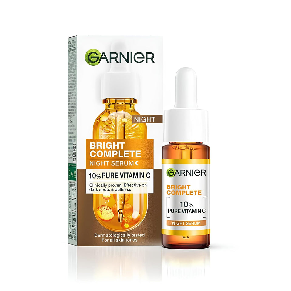 Garnier front packaging showing targeted night serum and benefits