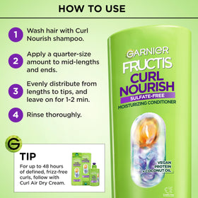 Garnier Fructis before and after curls showing improved definition and reduced frizz