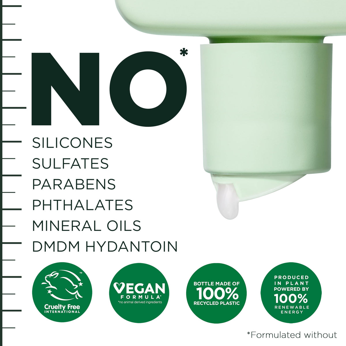 Garnier Fructis bottle beside ingredient list highlighting key actives