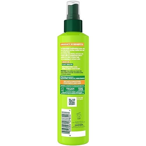 Garnier Fructis bottle on bathroom shelf in routine setting for daily styling