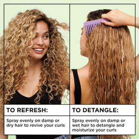Garnier Fructis being misted on wet curls to ease detangling