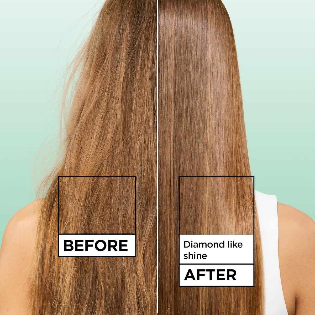 Garnier Fructis back label ingredients and directions highlighting vegan formula and heat protection