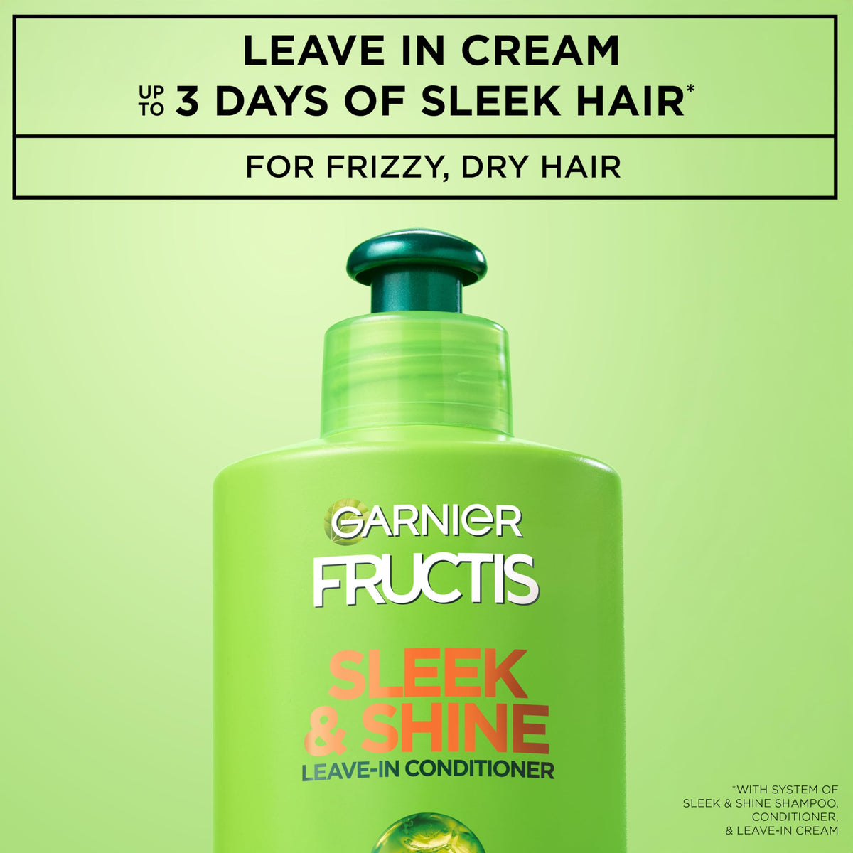 Garnier Fructis pump top dispensing cream demonstrating controlled application