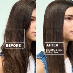 Garnier Fructis fine mist dispersing over hair to deliver lightweight shine