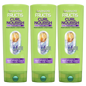 Garnier Fructis front packaging showing curl nourish conditioner benefits