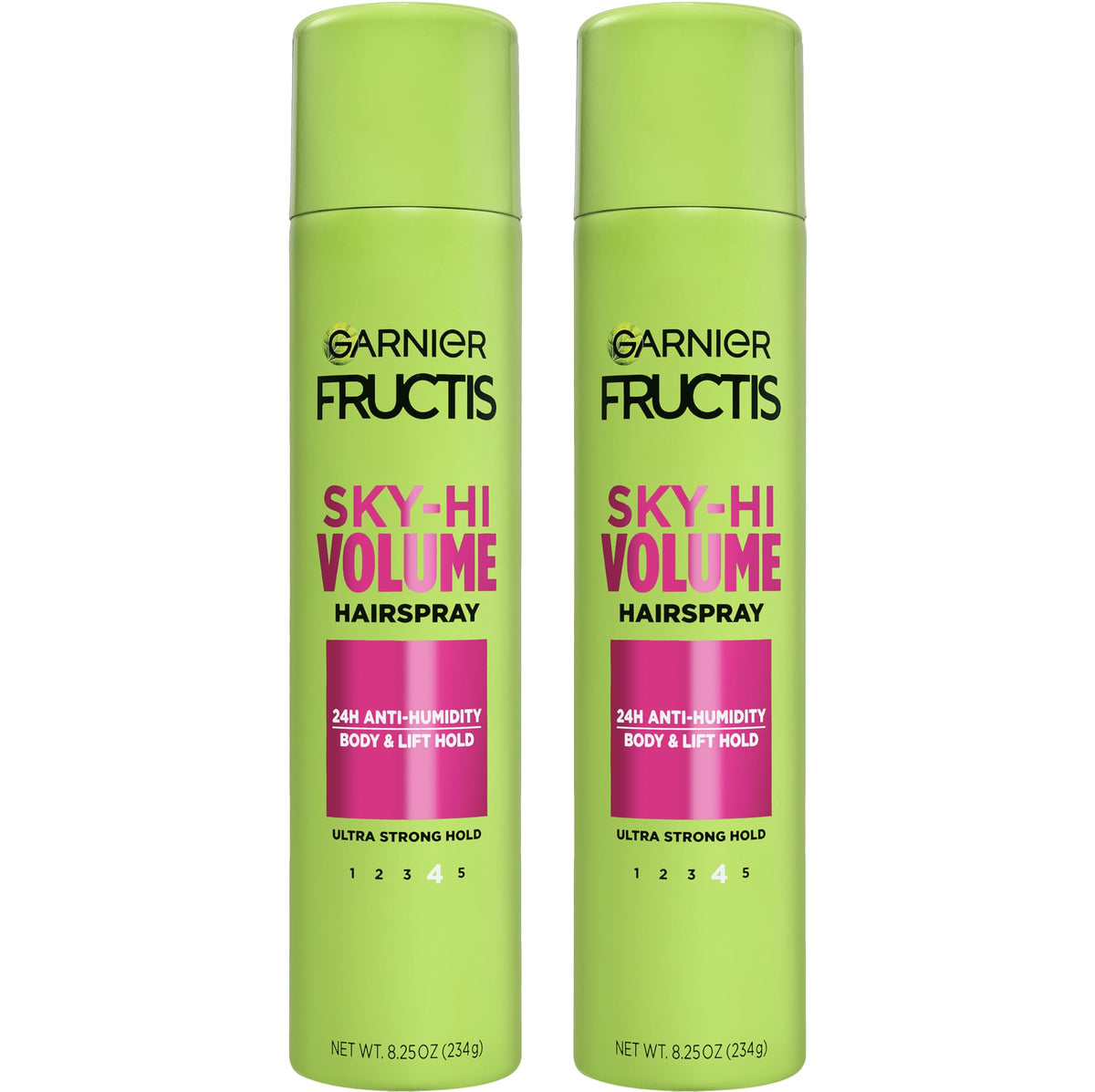 Garnier front packaging showing dual 8.25 oz bottles and product benefits