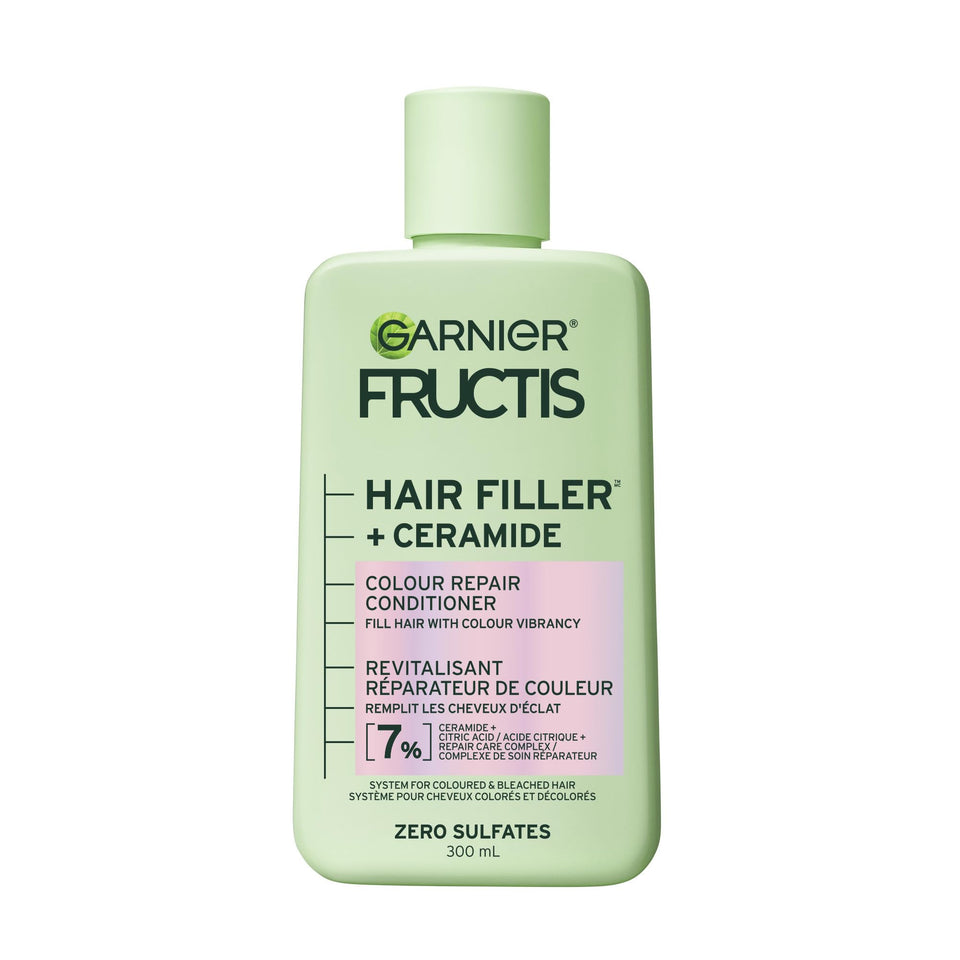 Garnier Fructis front packaging showing bottle and label benefits