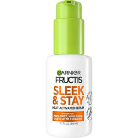 Garnier Fructis front packaging showing bottle benefit and sleek finish