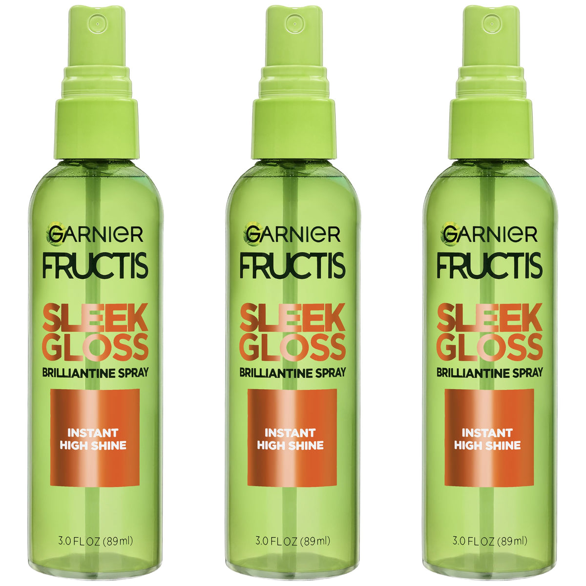 Garnier Fructis front packaging shows product and glossy finish benefits