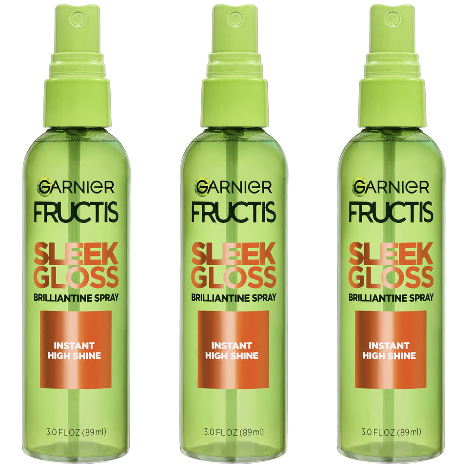 Garnier Fructis front packaging shows product and glossy finish benefits