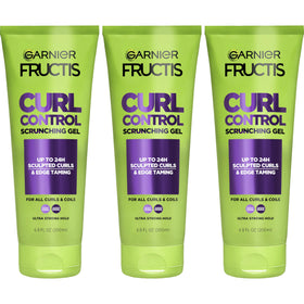 Garnier front packaging showing three 6.8 fl oz bottles and branding benefit