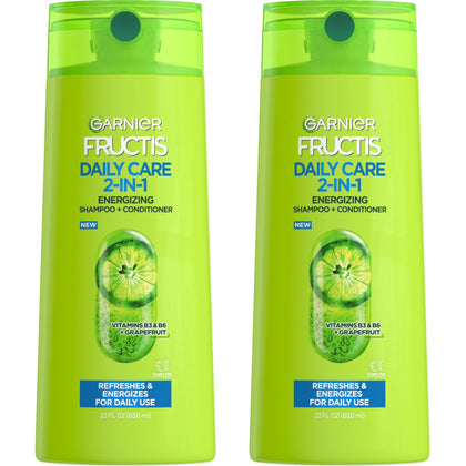 Garnier Fructis front packaging showing dual 22 oz bottles and label benefits