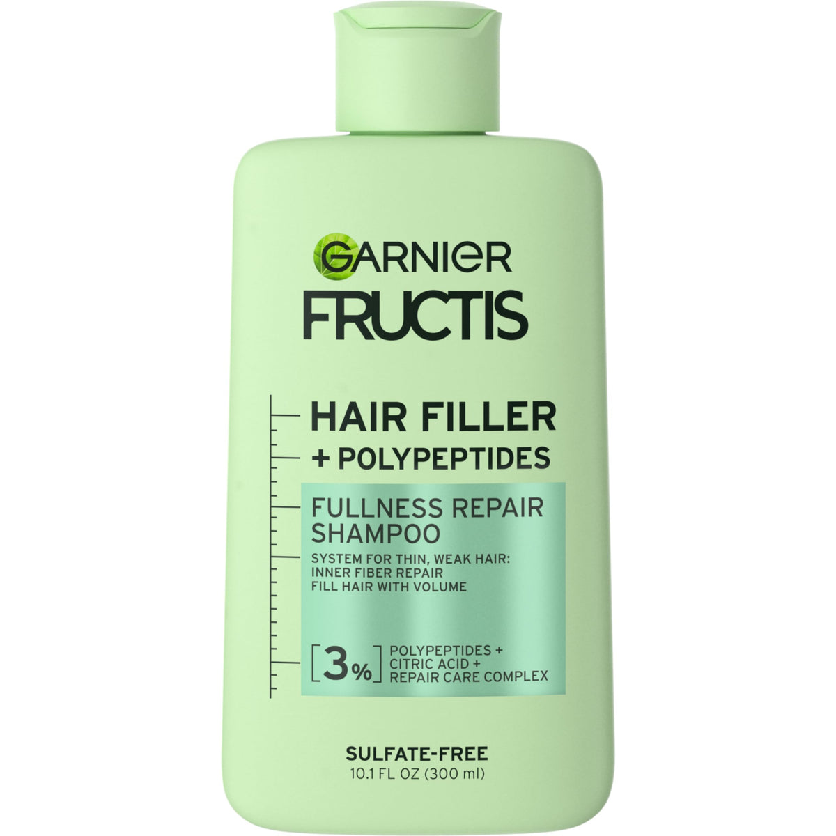 Garnier Fructis front packaging showing bottle and product name benefits