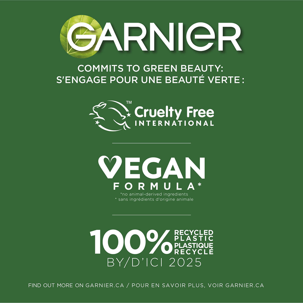 Garnier label close-up displaying ingredient and color-safe claim