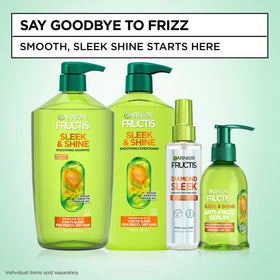 Garnier Fructis bottle staged in bathroom showing everyday use convenience