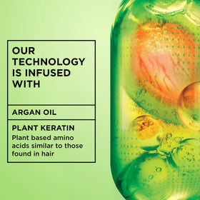 Garnier Fructis ingredients label close-up highlighting argan oil and plant keratin