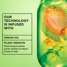 Garnier Fructis ingredients label showing argan oil and plant keratin benefits
